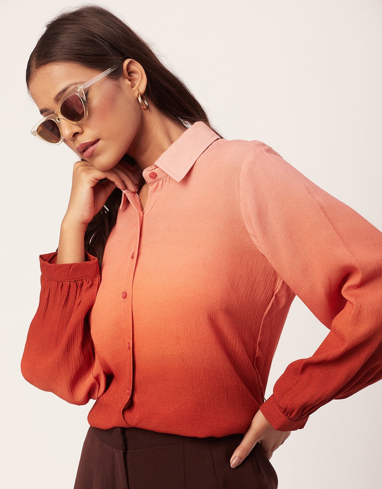 Ombre Printed Shirt, Long Sleeve