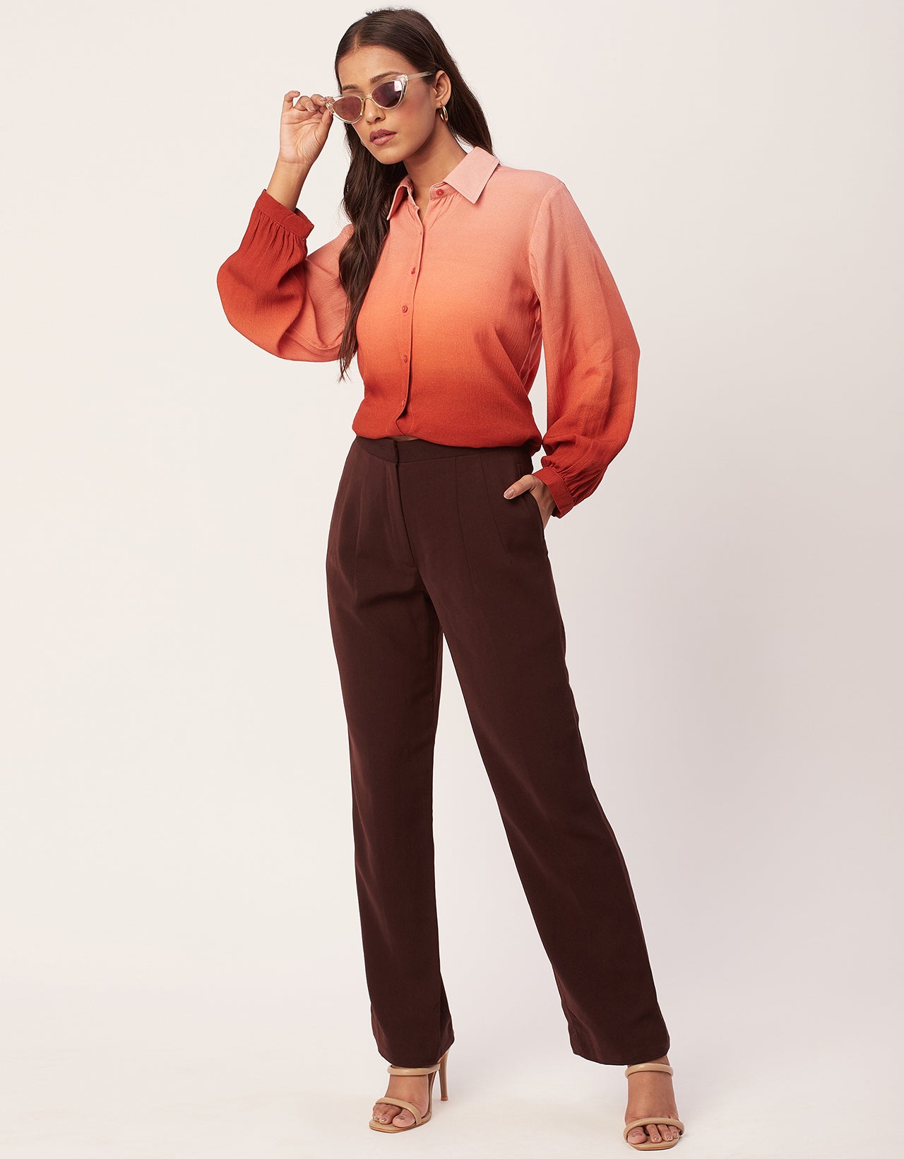 Ombre Printed Shirt, Long Sleeve