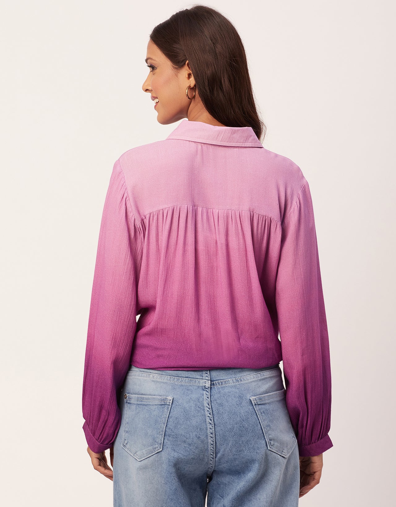 Ombre Printed Shirt, Long Sleeve