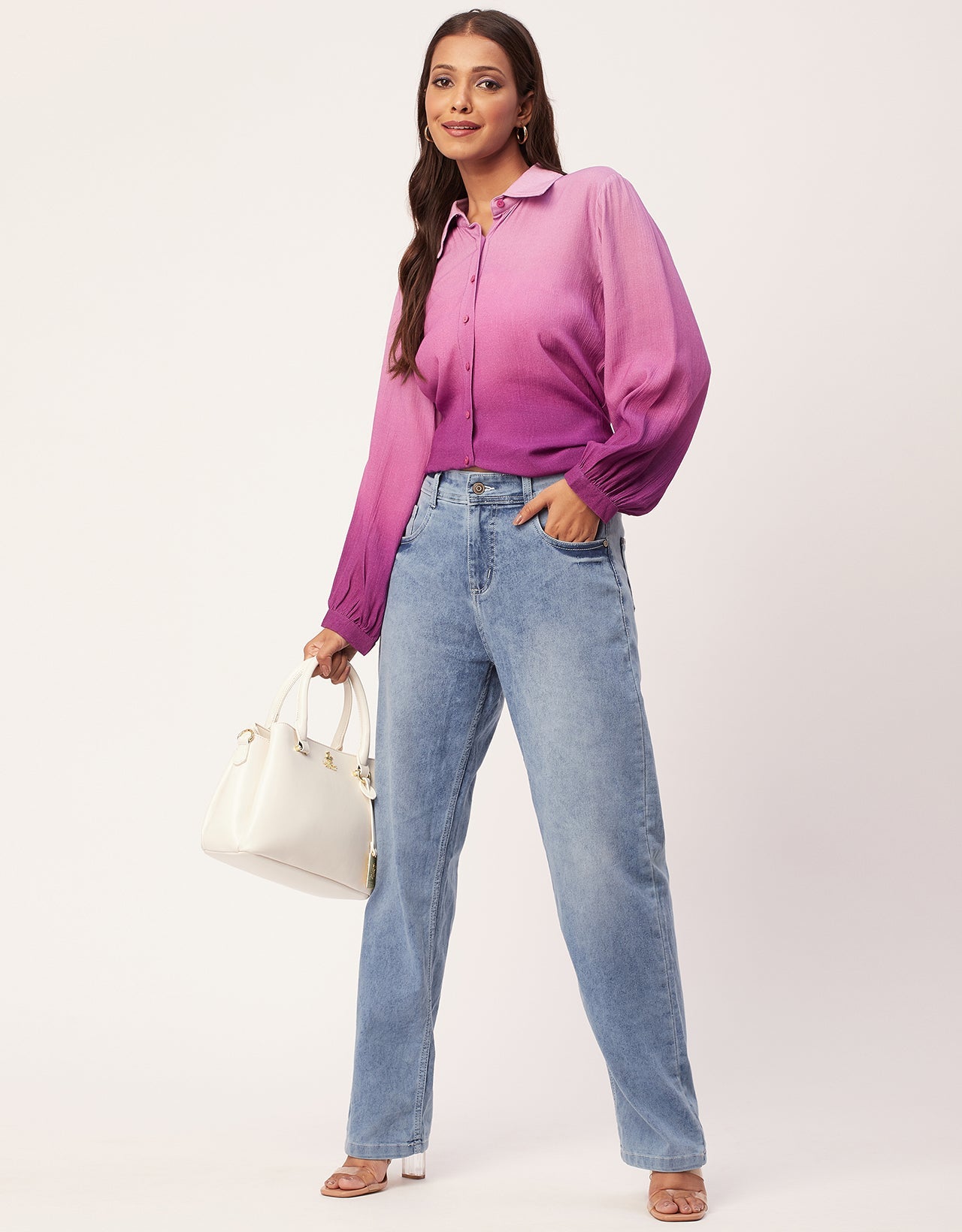Ombre Printed Shirt, Long Sleeve