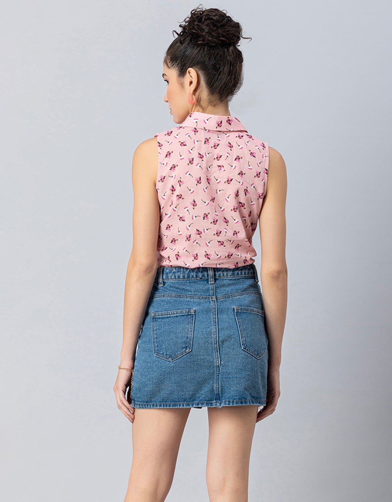 Printed Crop Shirt, Sleeveless