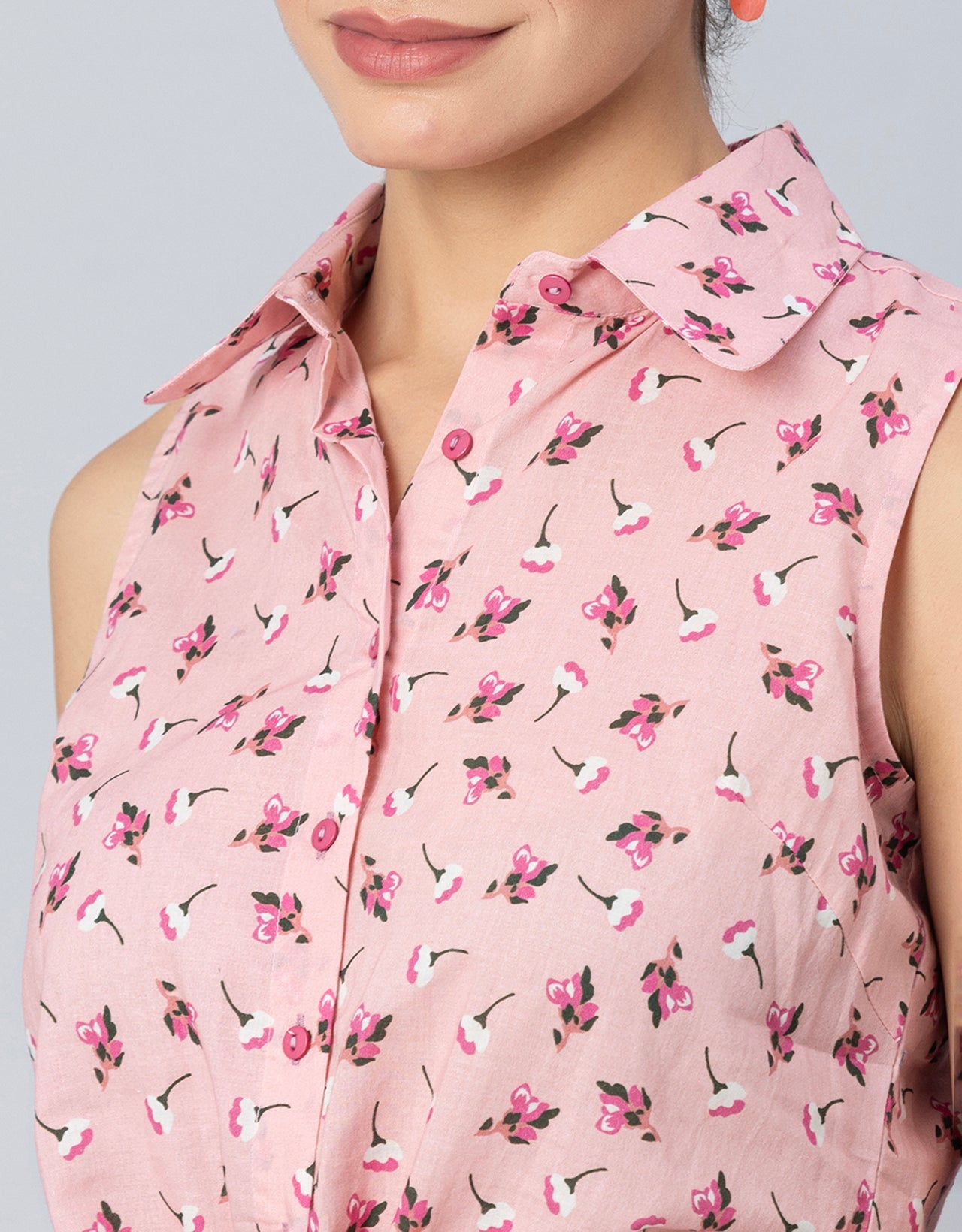 Printed Crop Shirt, Sleeveless