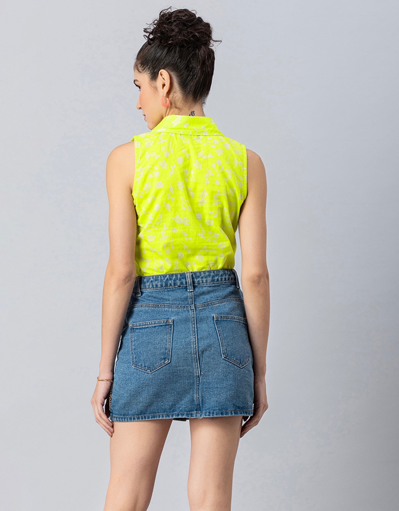 Printed Crop Shirt, Sleeveless