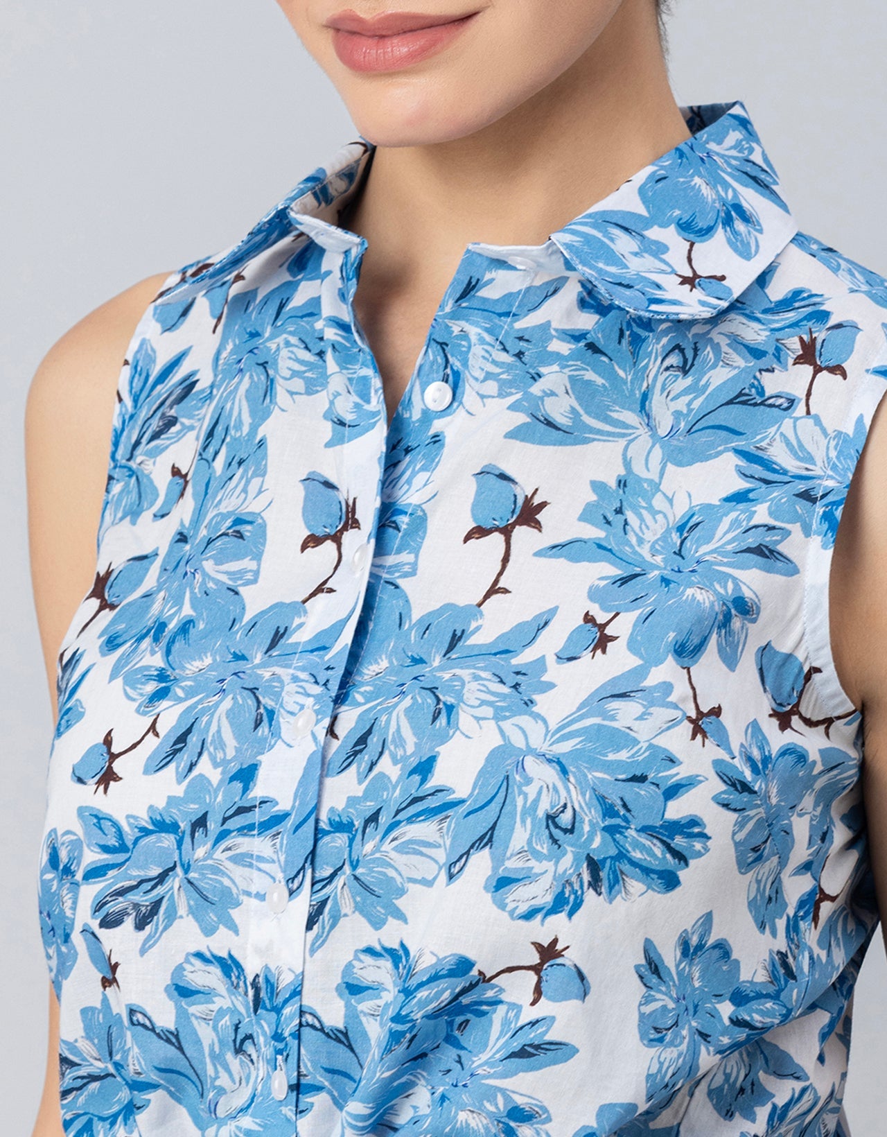 Printed Crop Shirt, Sleeveless