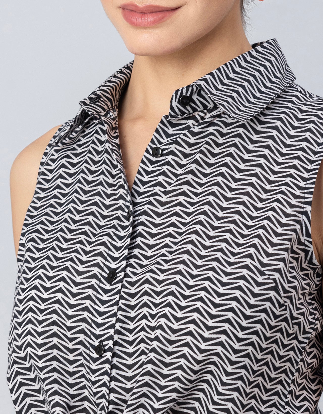 Printed Crop Shirt, Sleeveless