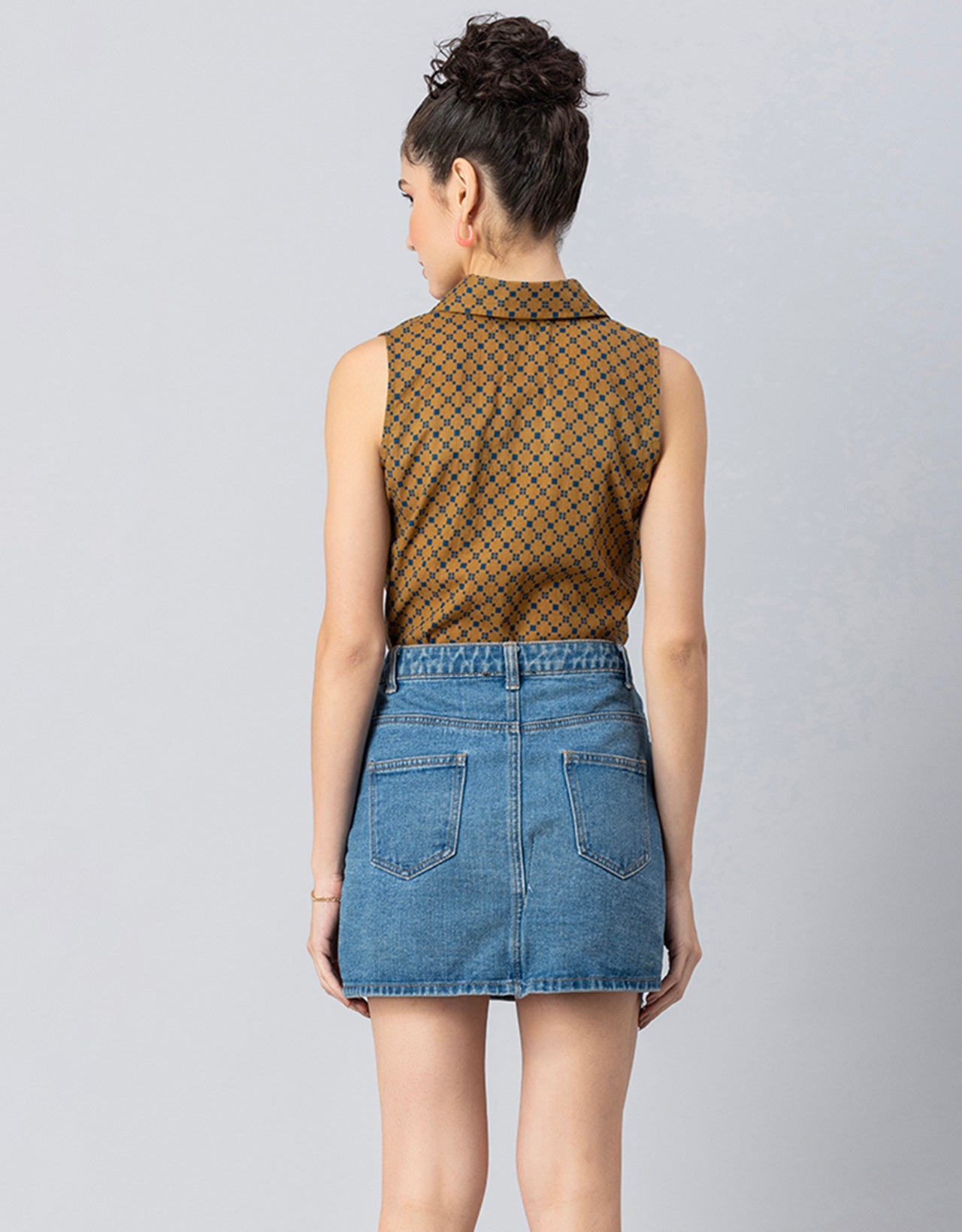 Printed Crop Shirt, Sleeveless