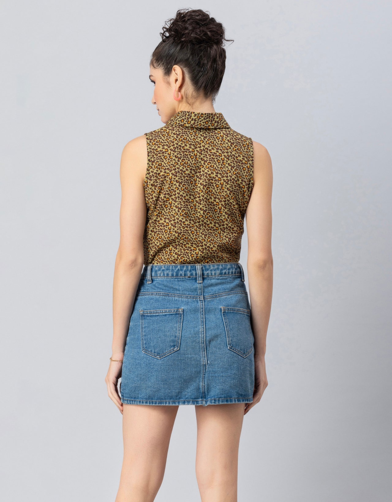 Printed Crop Shirt, Sleeveless