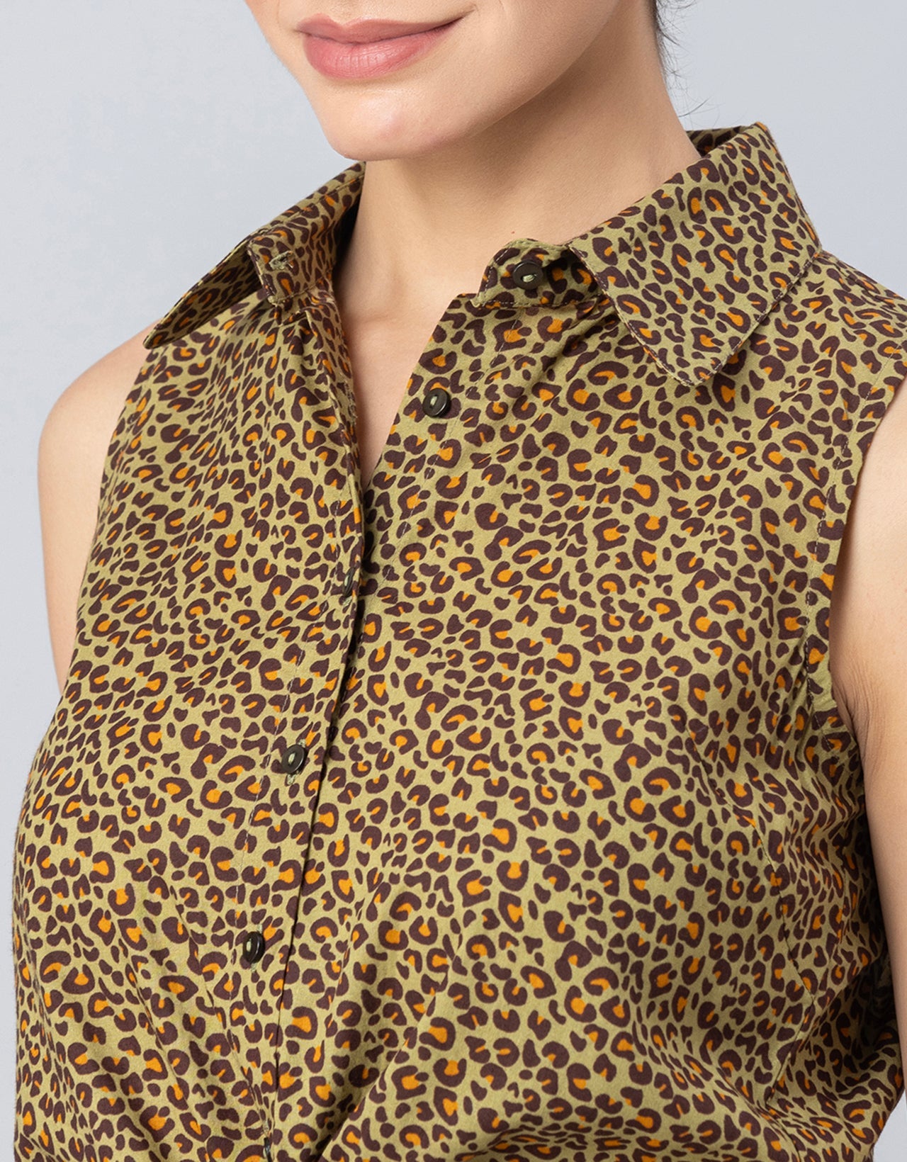 Printed Crop Shirt, Sleeveless