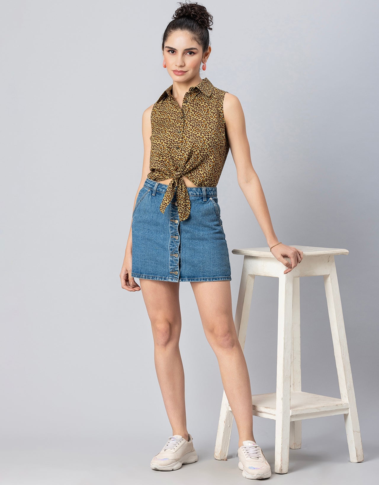 Printed Crop Shirt, Sleeveless
