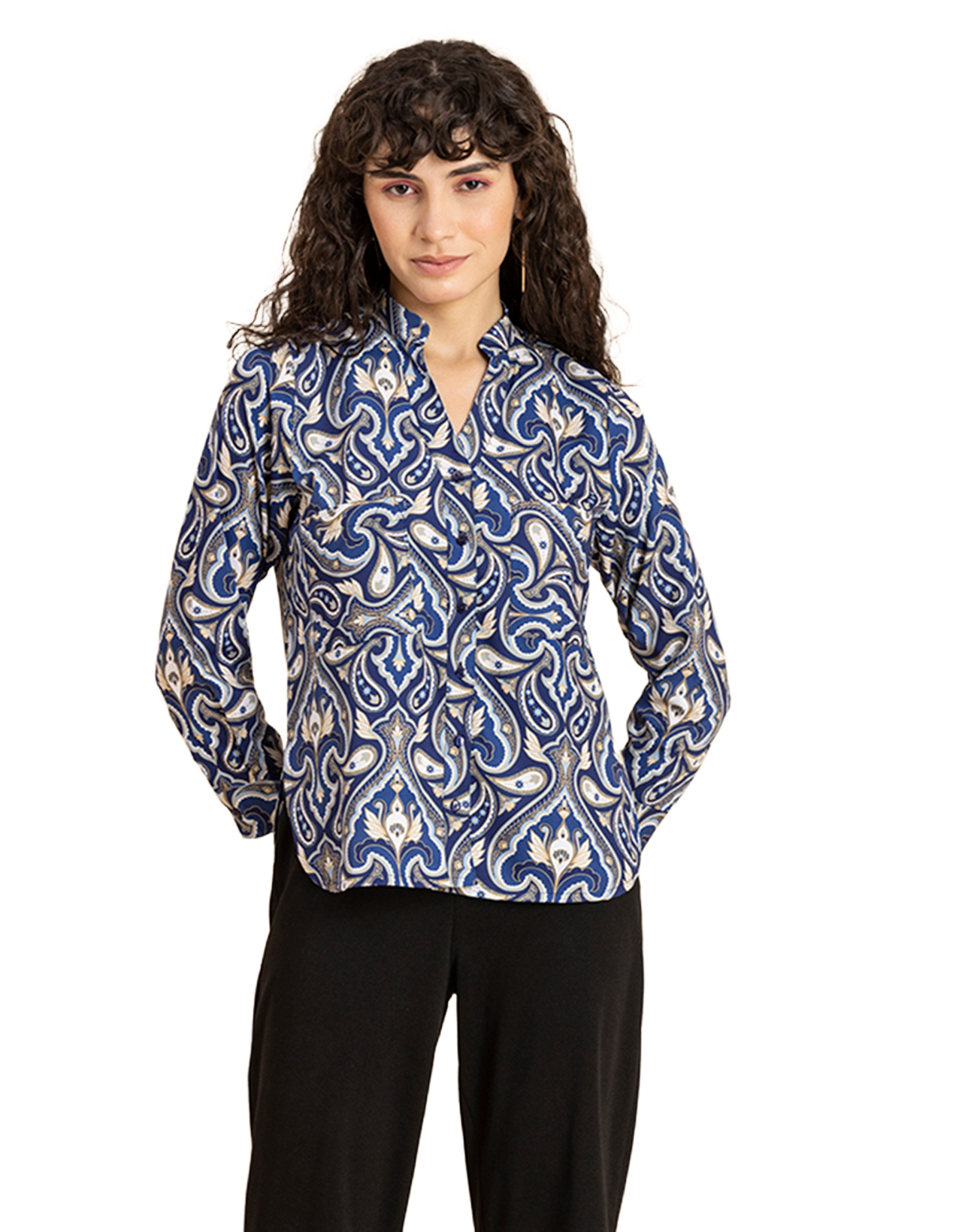 Printed Long Shirt, Button Down