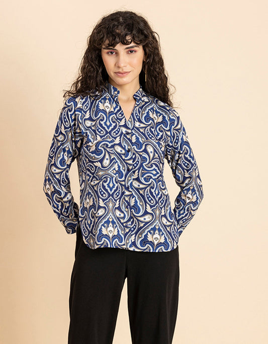 Printed Long Shirt, Button Down