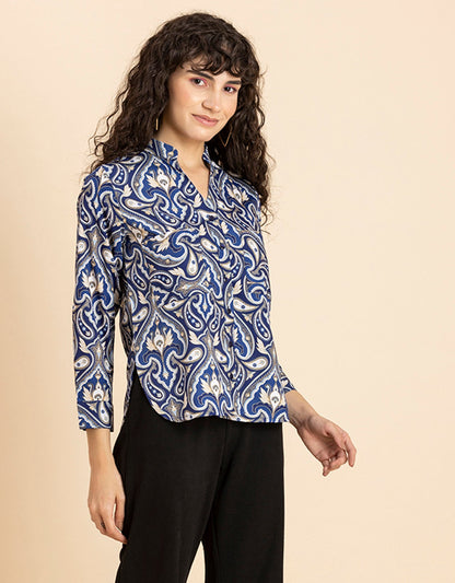 Printed Long Shirt, Button Down