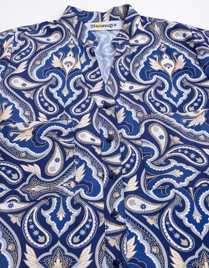 Printed Long Shirt, Button Down