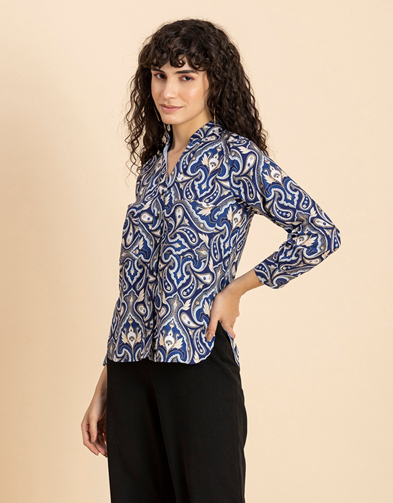 Printed Long Shirt, Button Down