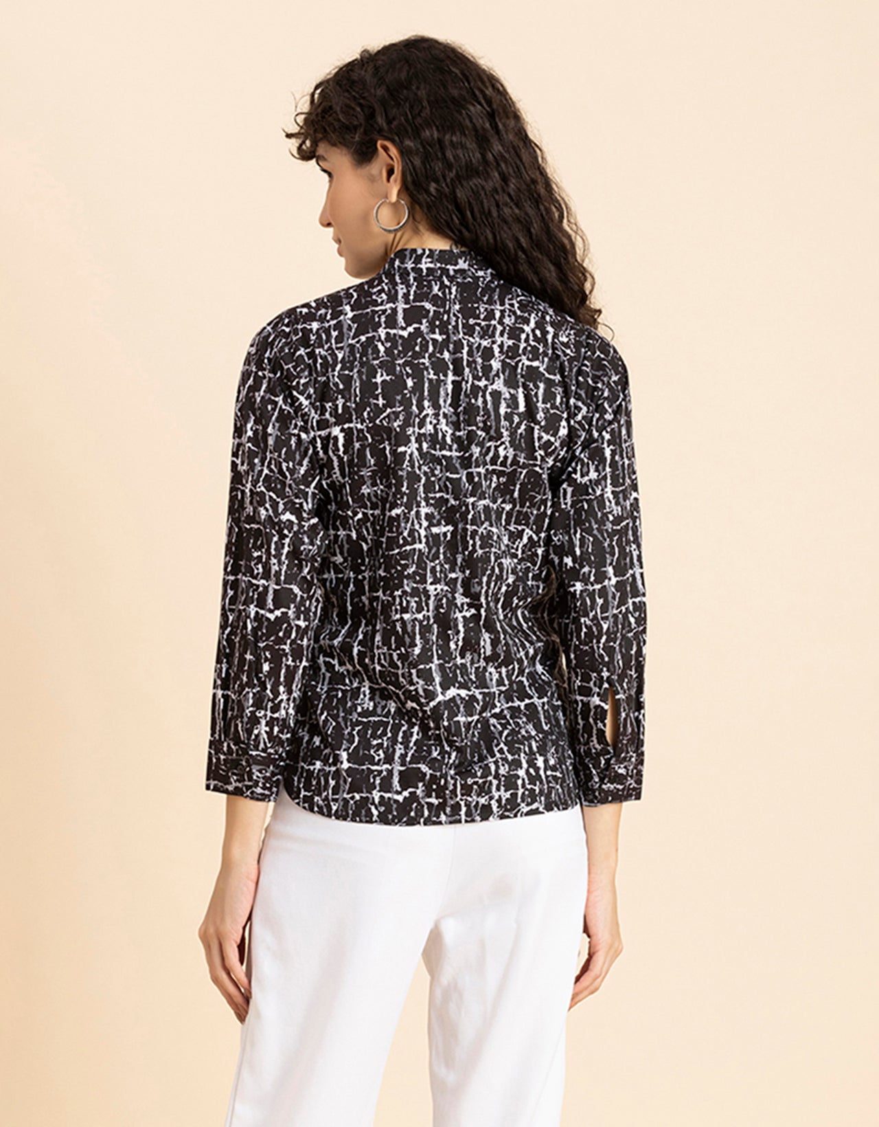 Printed Long Shirt, Button Down