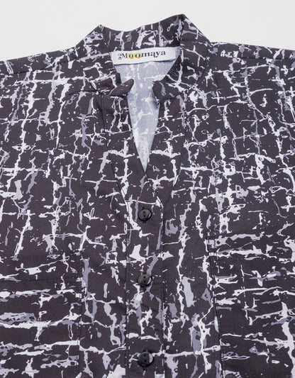 Printed Long Shirt, Button Down