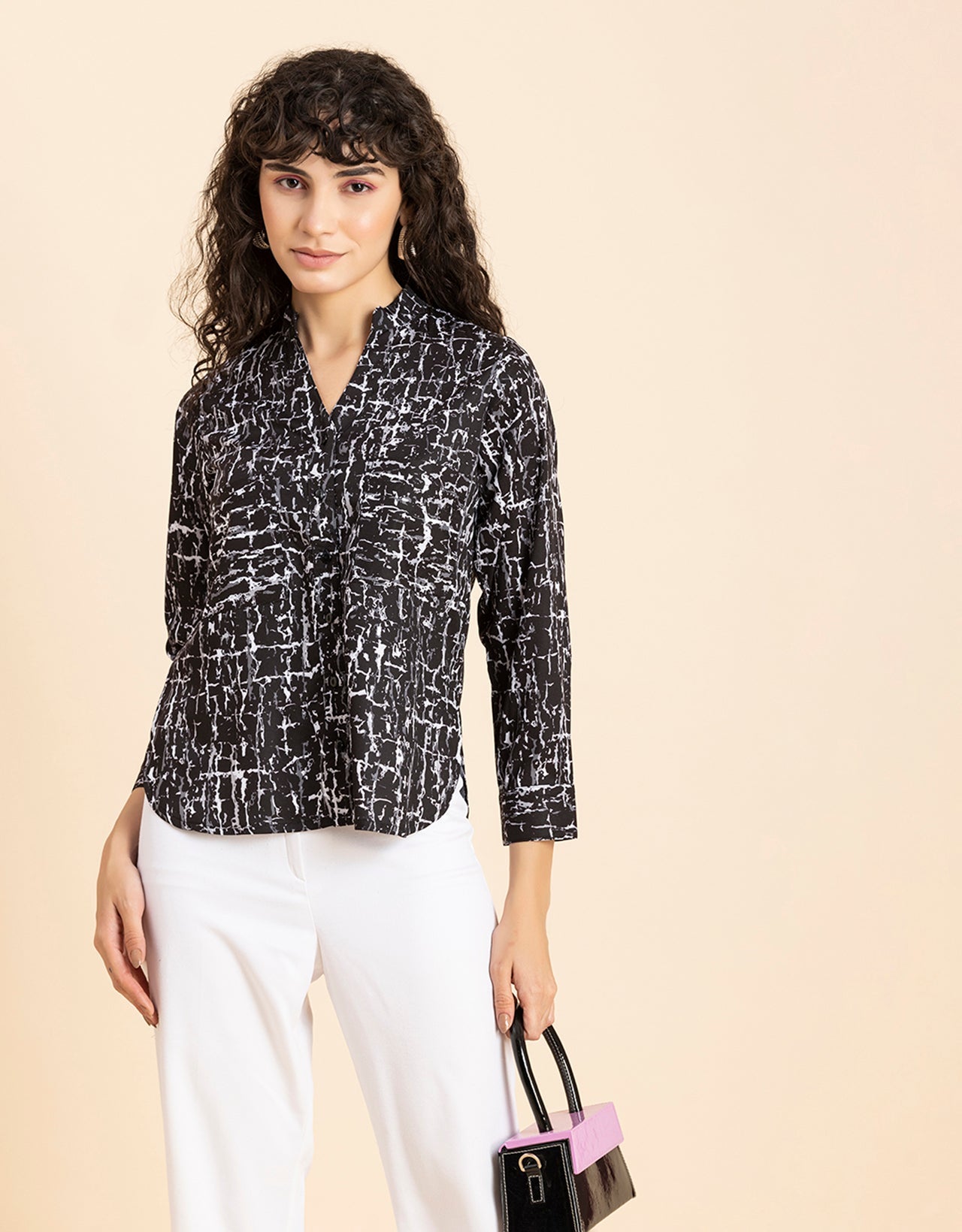 Printed Long Shirt, Button Down