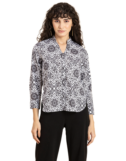 Printed Long Shirt, Button Down