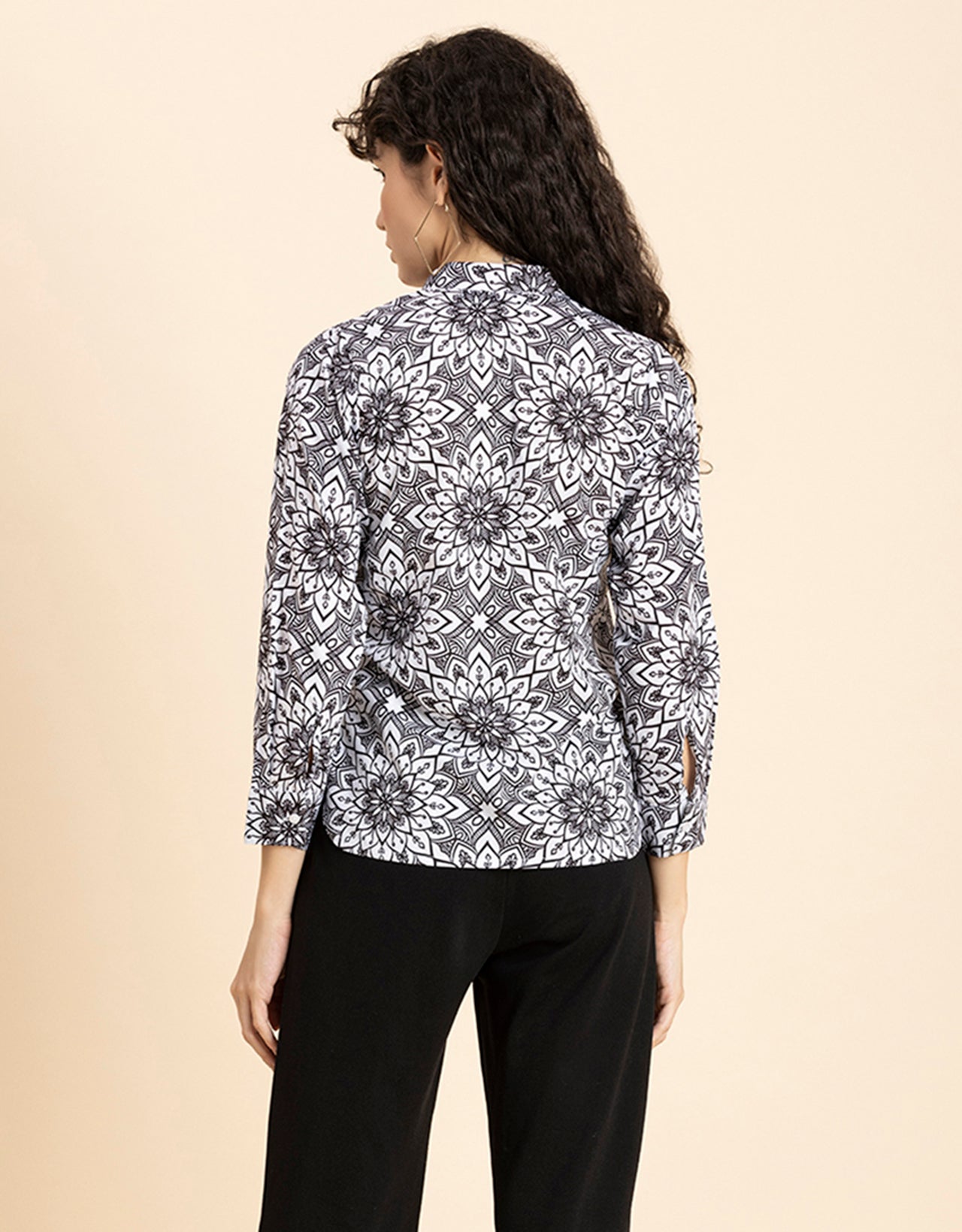 Printed Long Shirt, Button Down