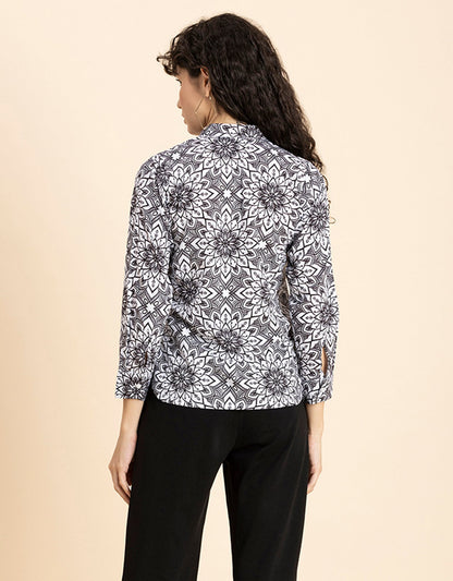 Printed Long Shirt, Button Down