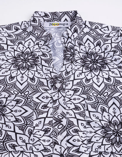 Printed Long Shirt, Button Down