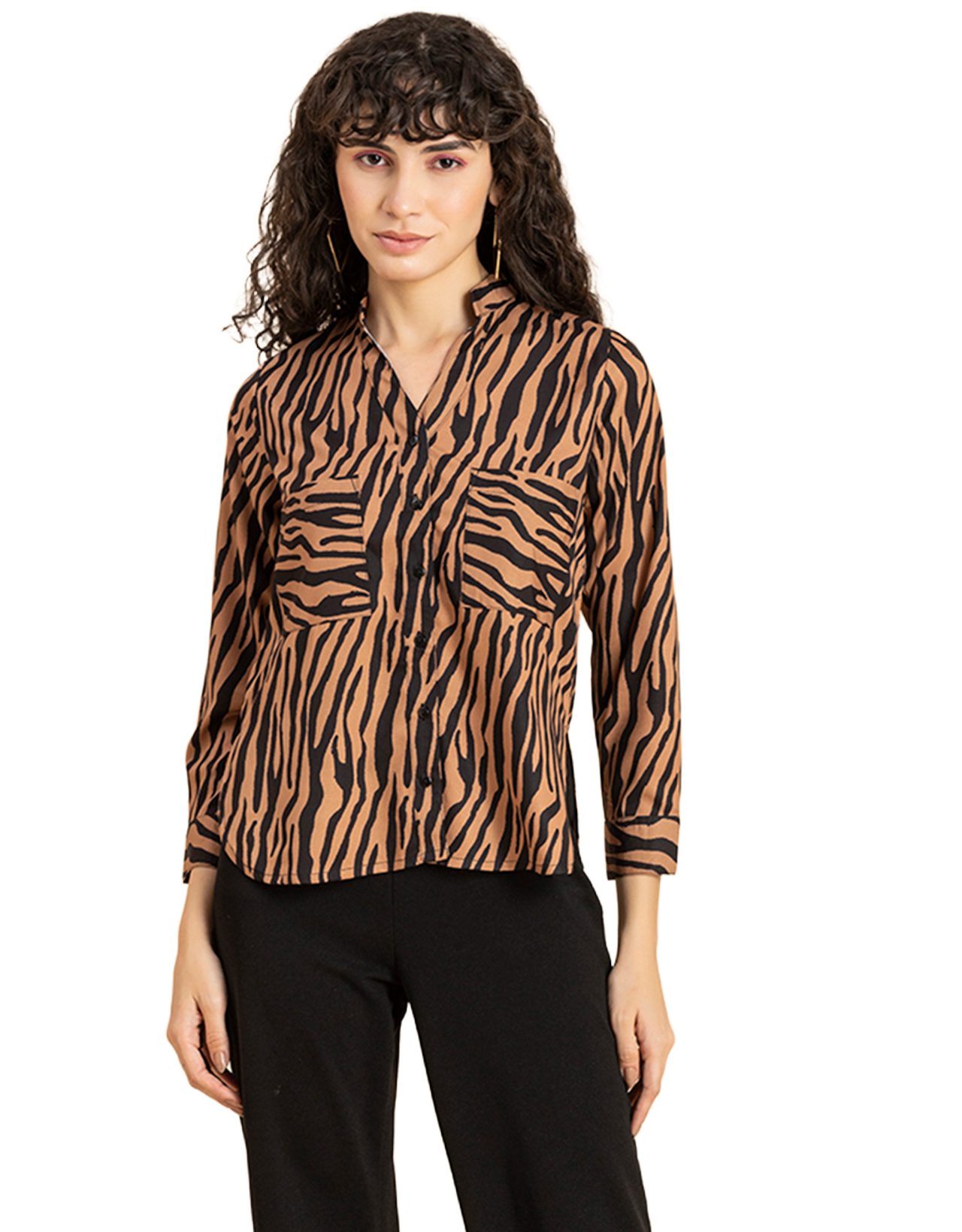 Printed Long Shirt, Button Down