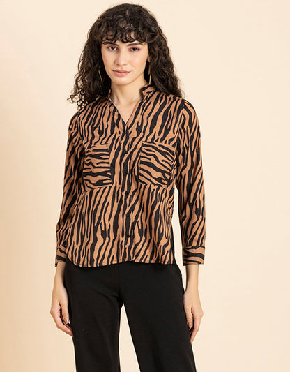 Printed Long Shirt, Button Down
