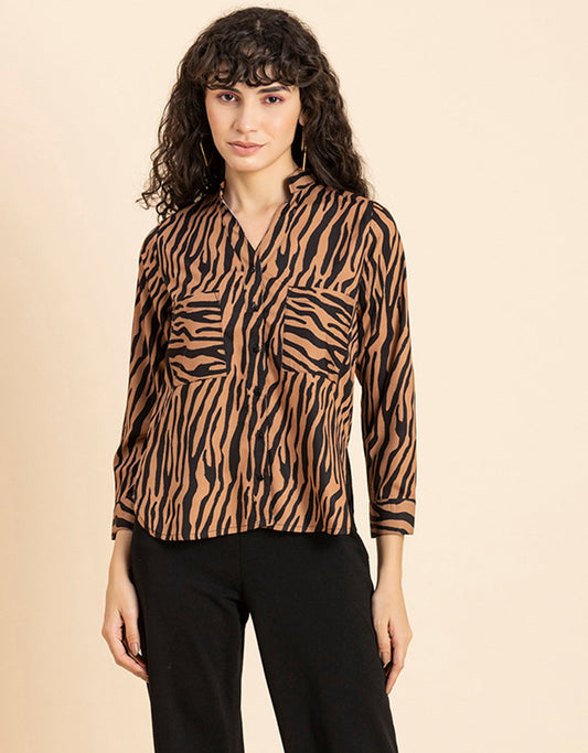 Printed Long Shirt, Button Down