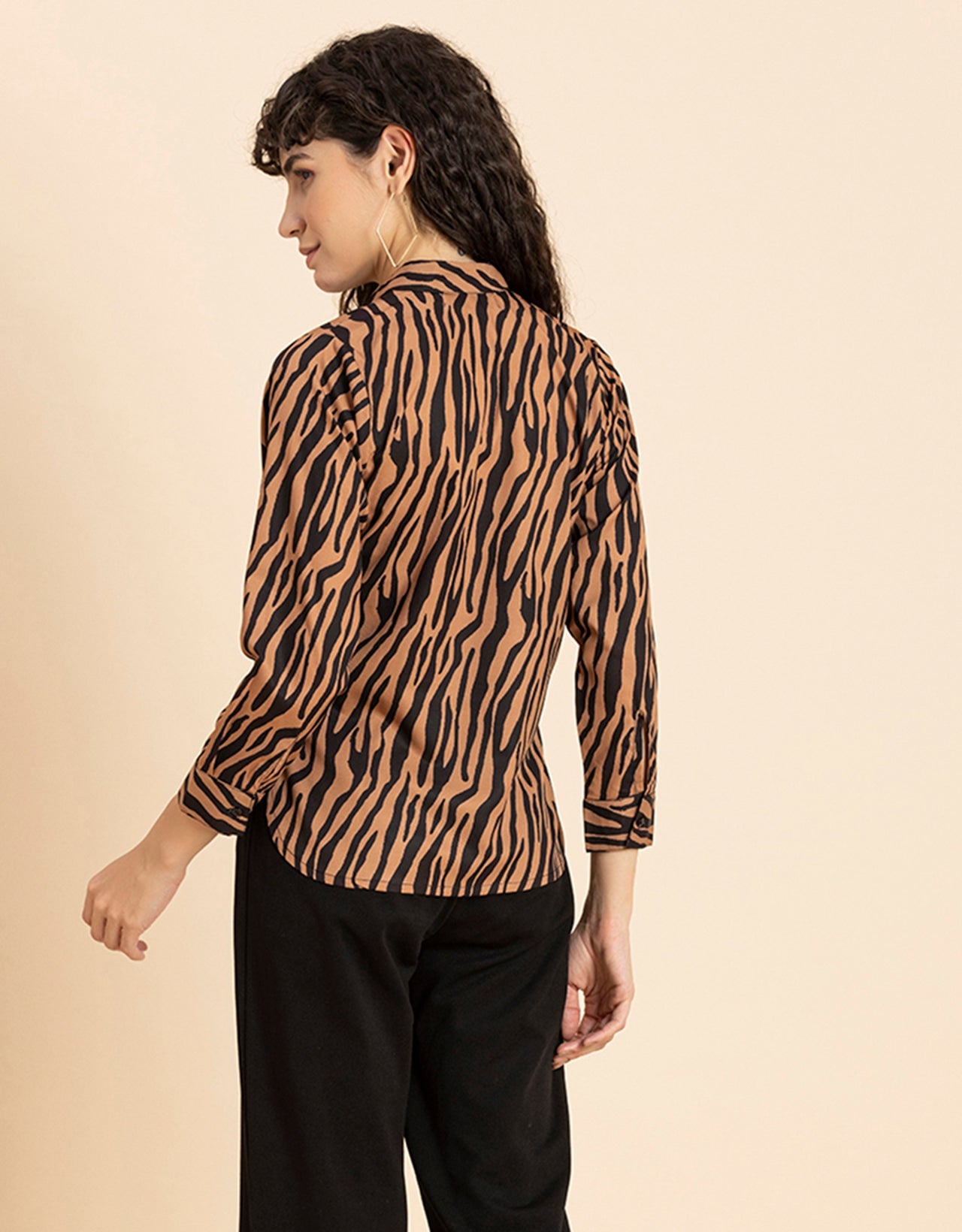Printed Long Shirt, Button Down
