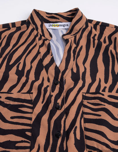 Printed Long Shirt, Button Down