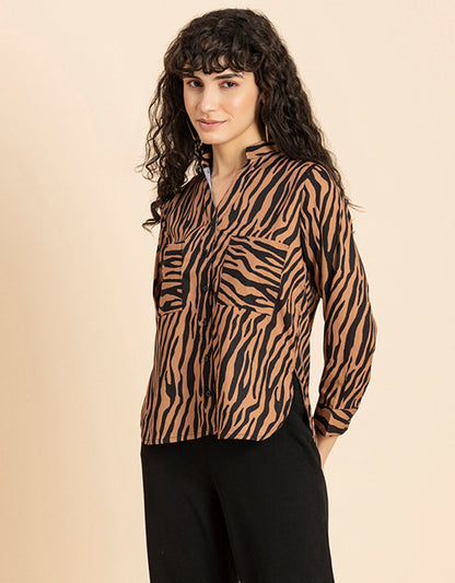 Printed Long Shirt, Button Down