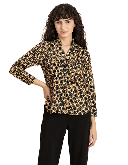 Printed Long Shirt, Button Down