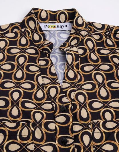 Printed Long Shirt, Button Down
