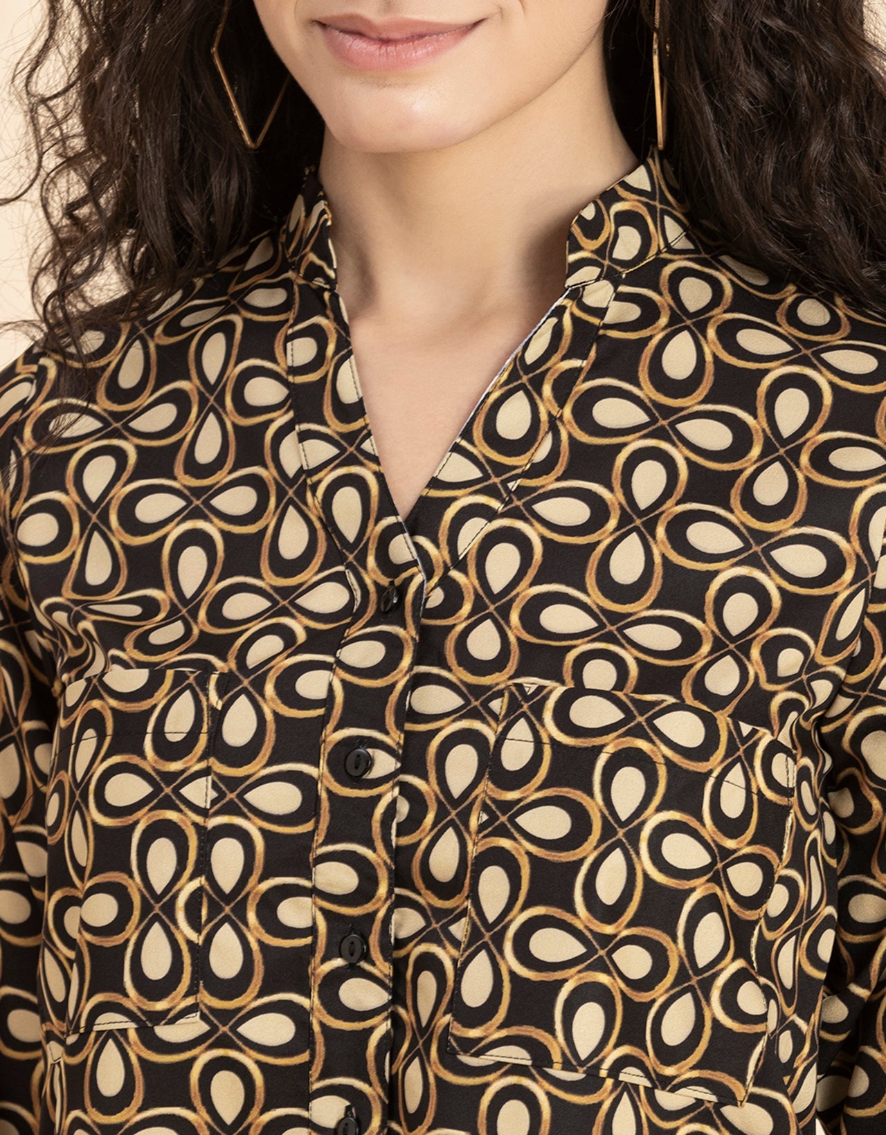 Printed Long Shirt, Button Down