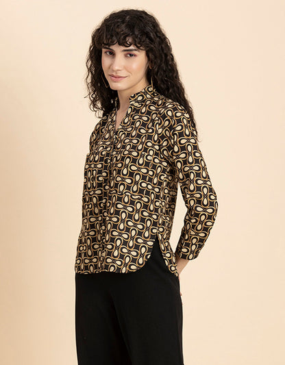 Printed Long Shirt, Button Down