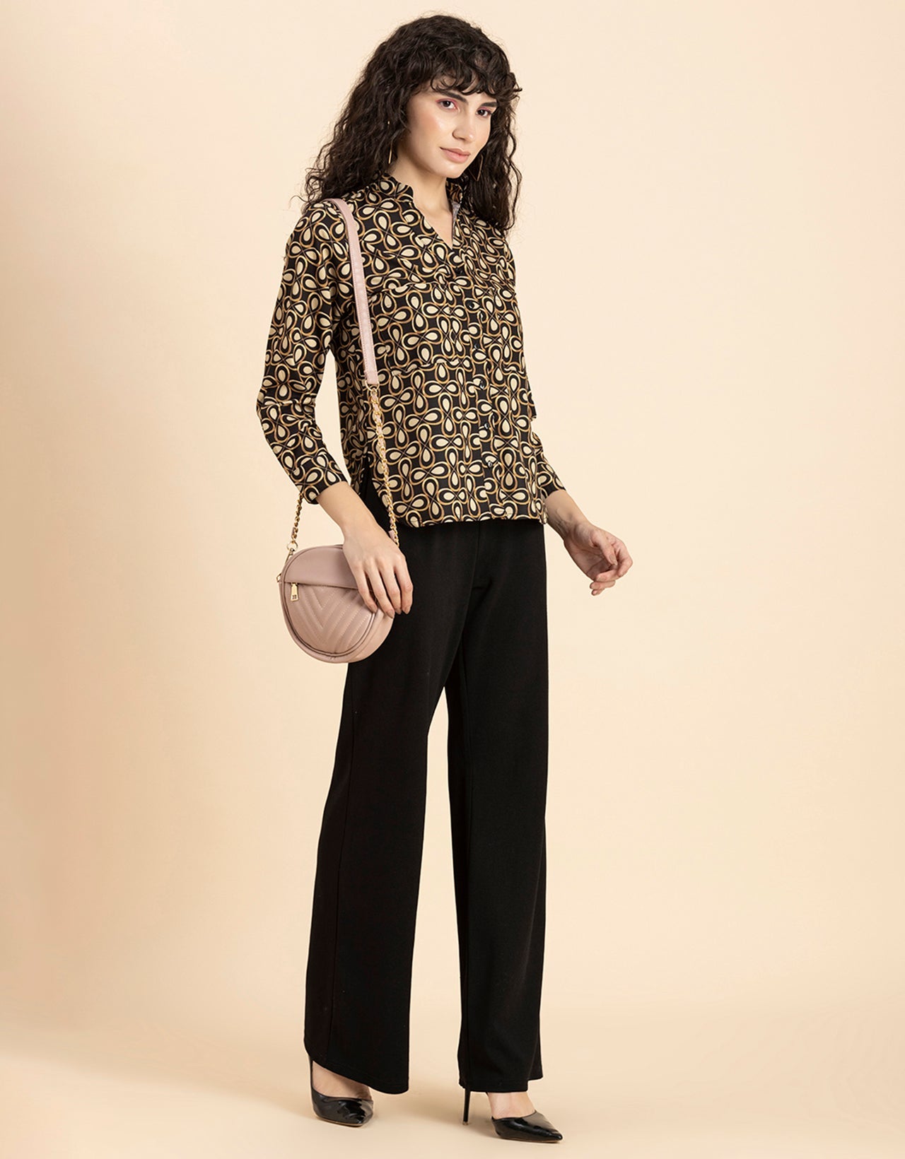 Printed Long Shirt, Button Down