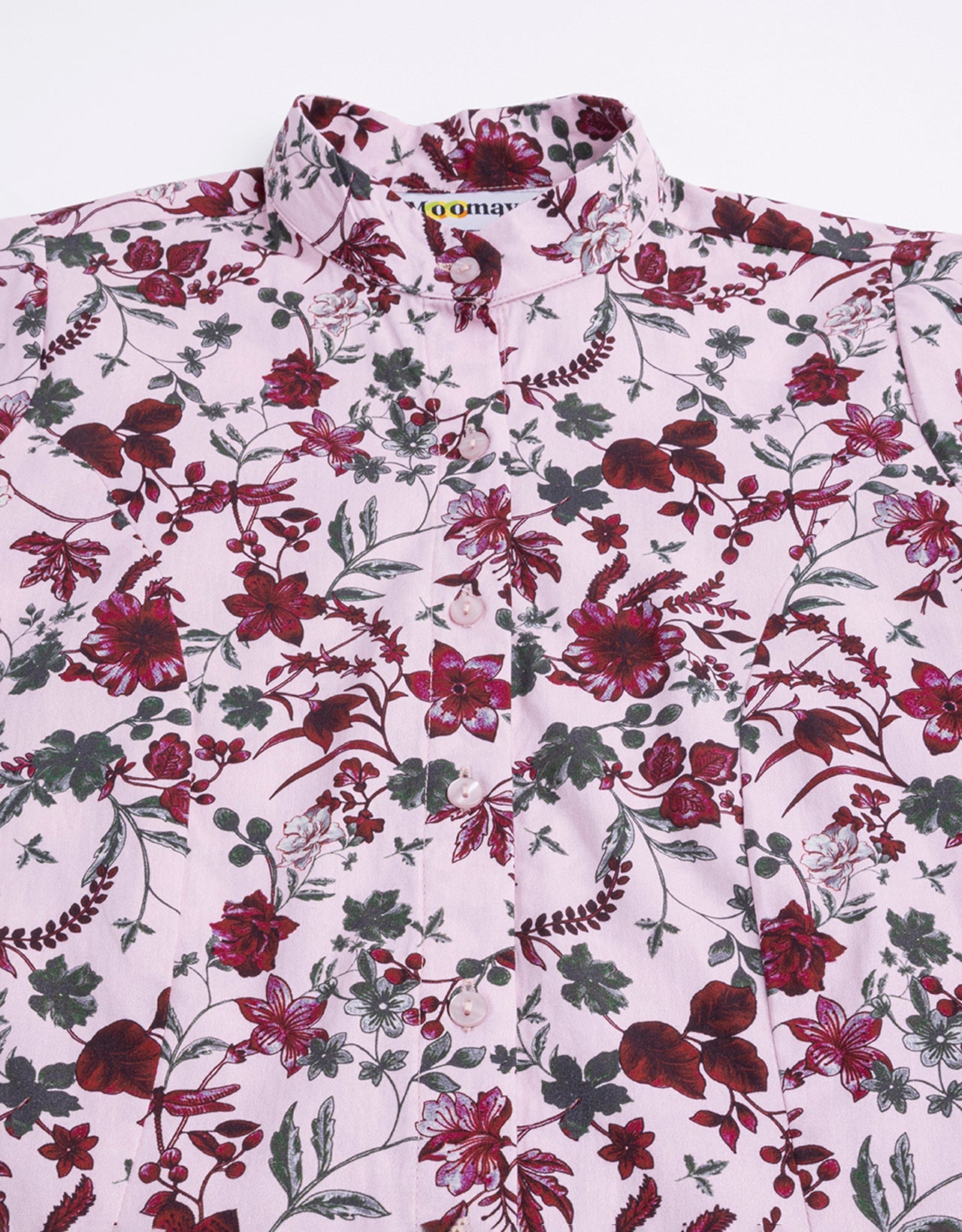 Printed Cotton Shirt, Mandarin Collar