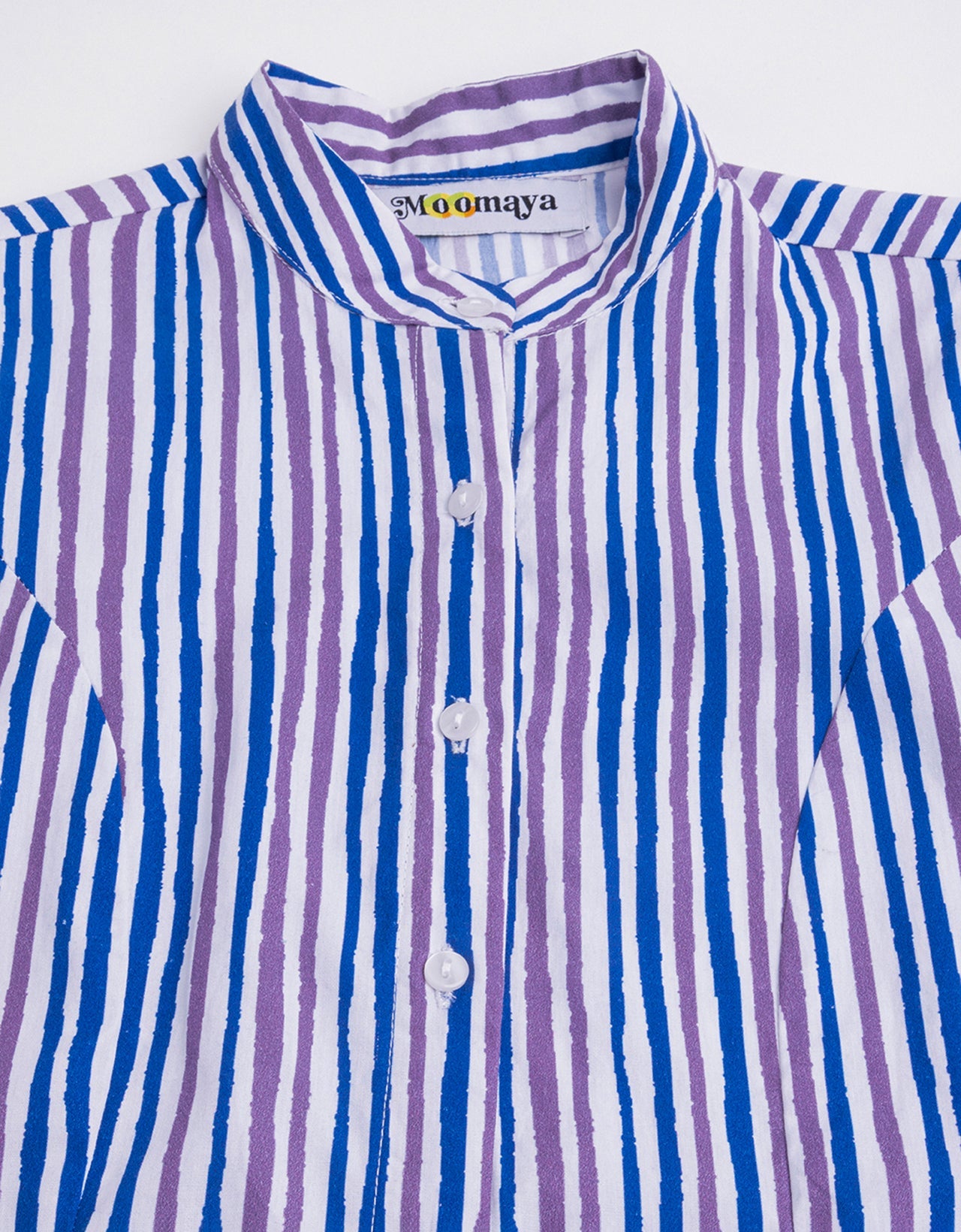 Printed Cotton Shirt, Mandarin Collar