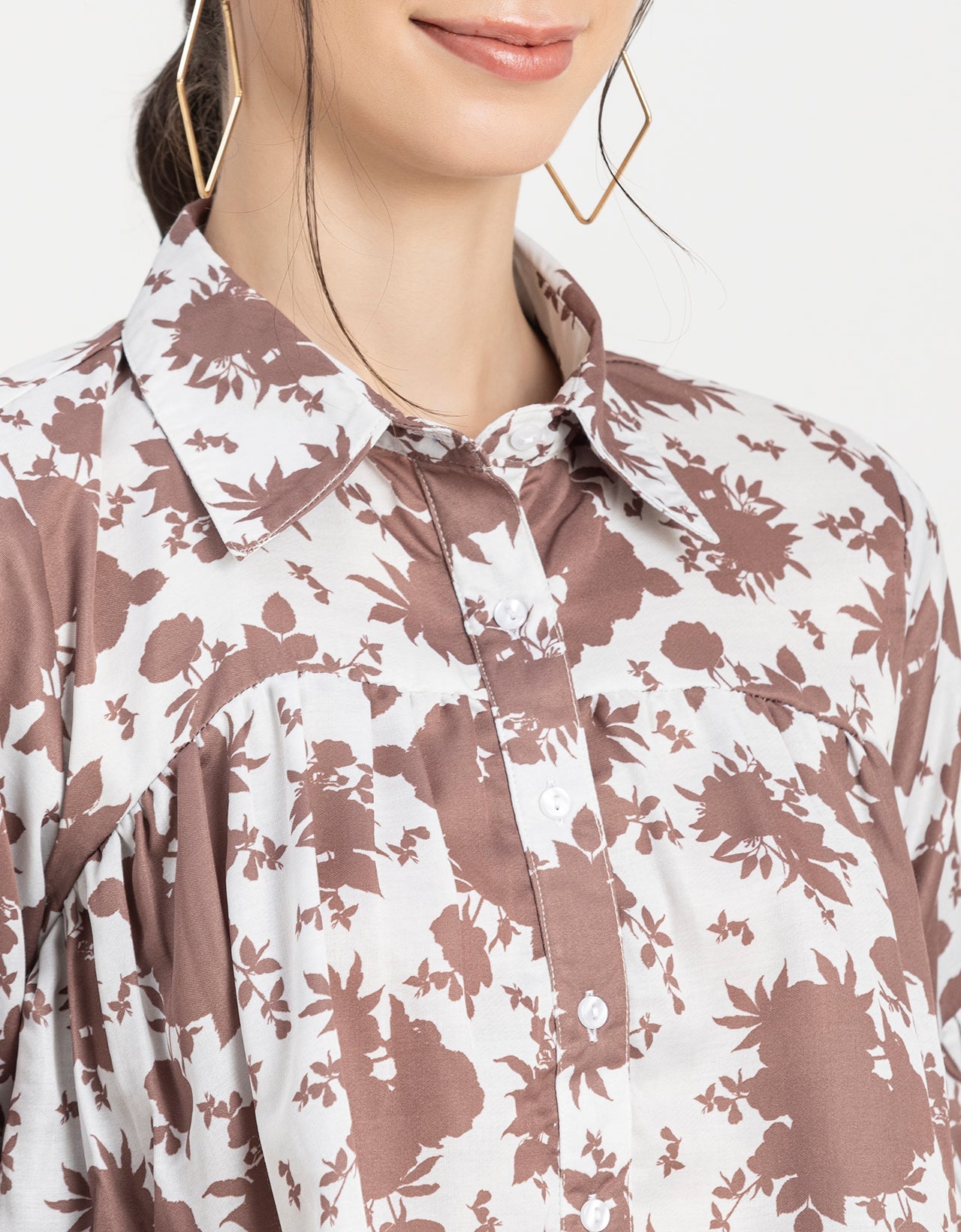 Printed Peplum Shirt, Bell Sleeve