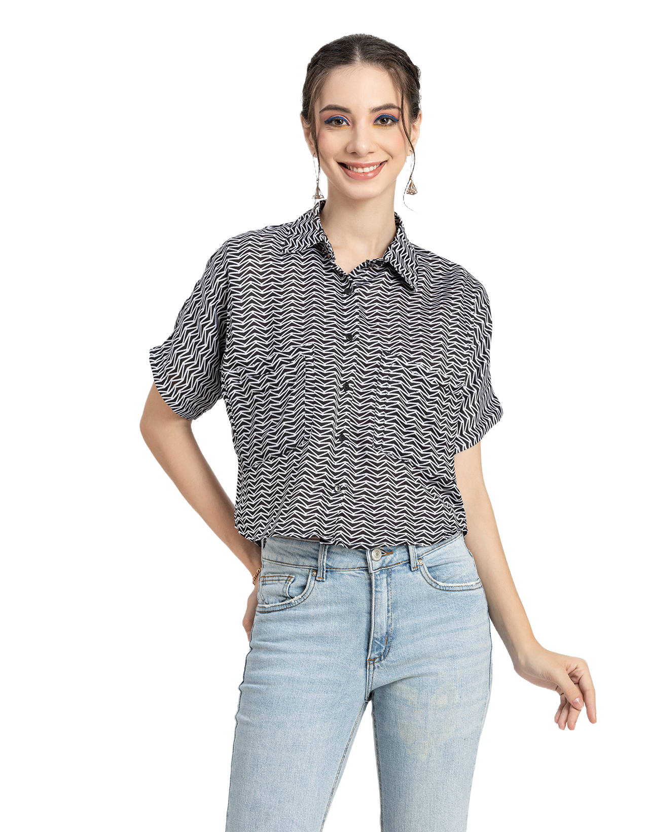 Printed Crop Shirt, Boho Style