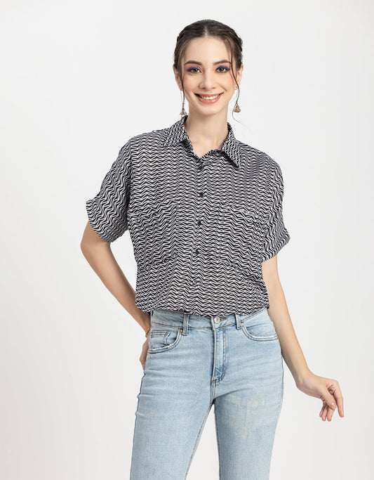Printed Crop Shirt, Boho Style