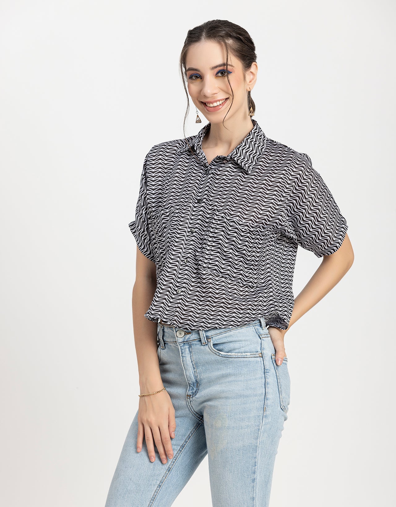 Printed Crop Shirt, Boho Style