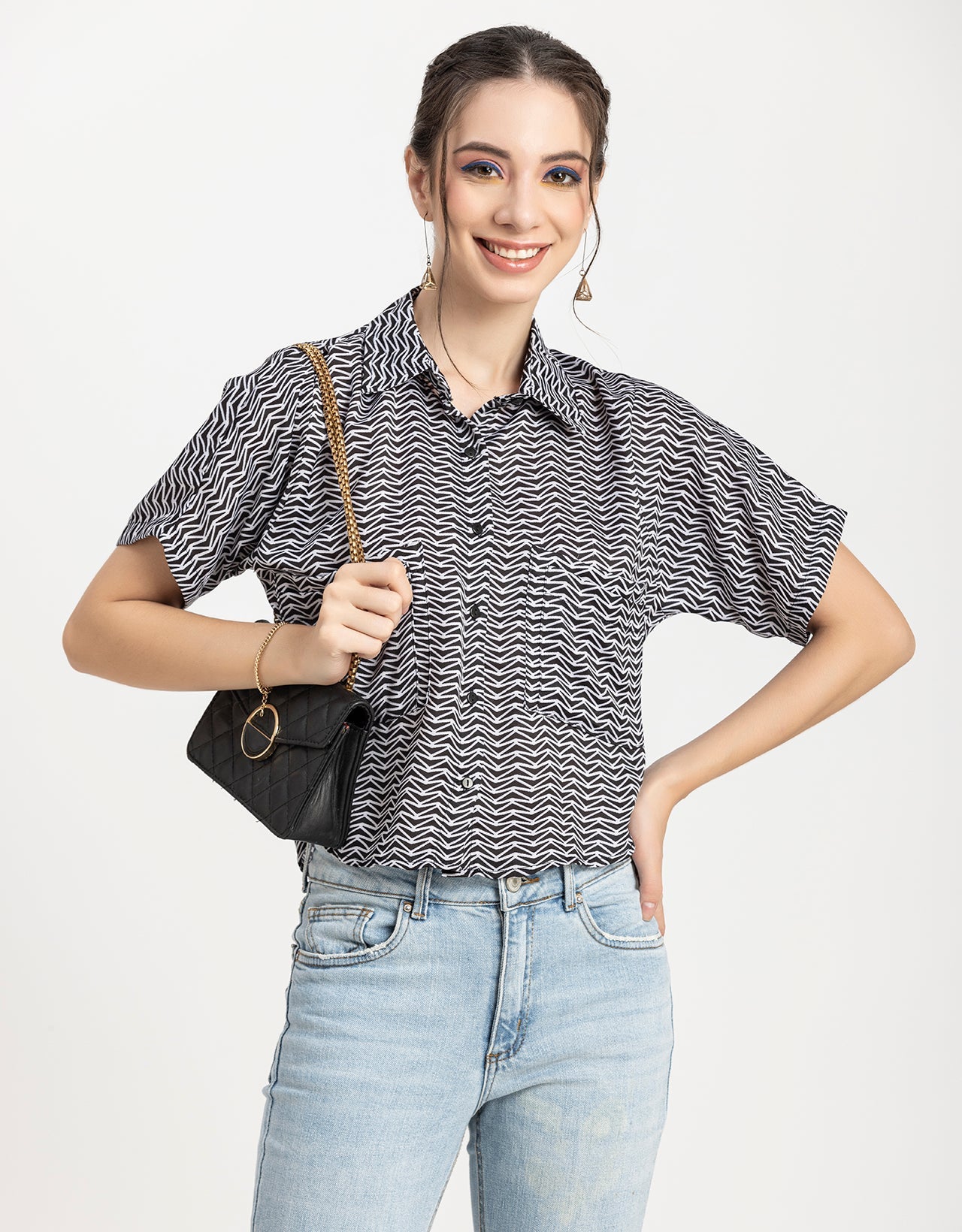 Printed Crop Shirt, Boho Style