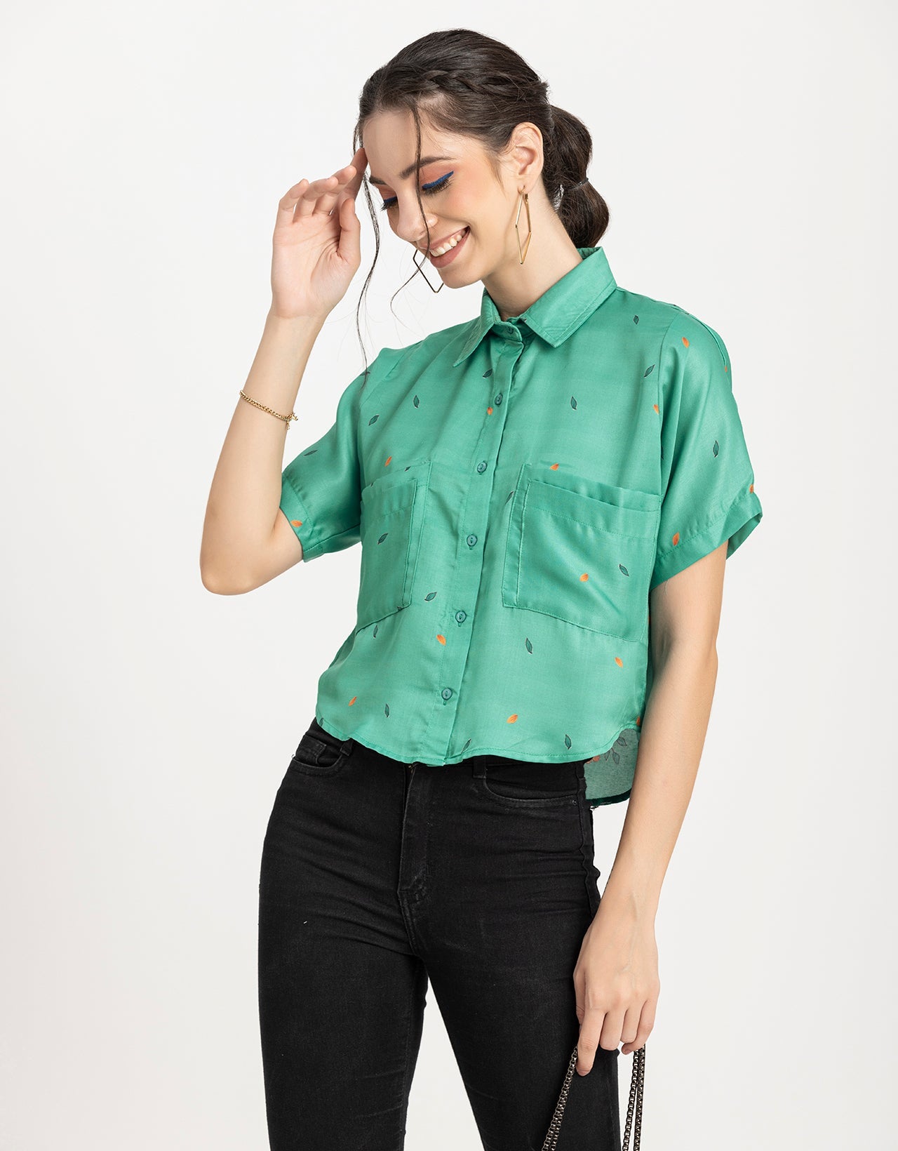 Printed Crop Shirt, Boho Style