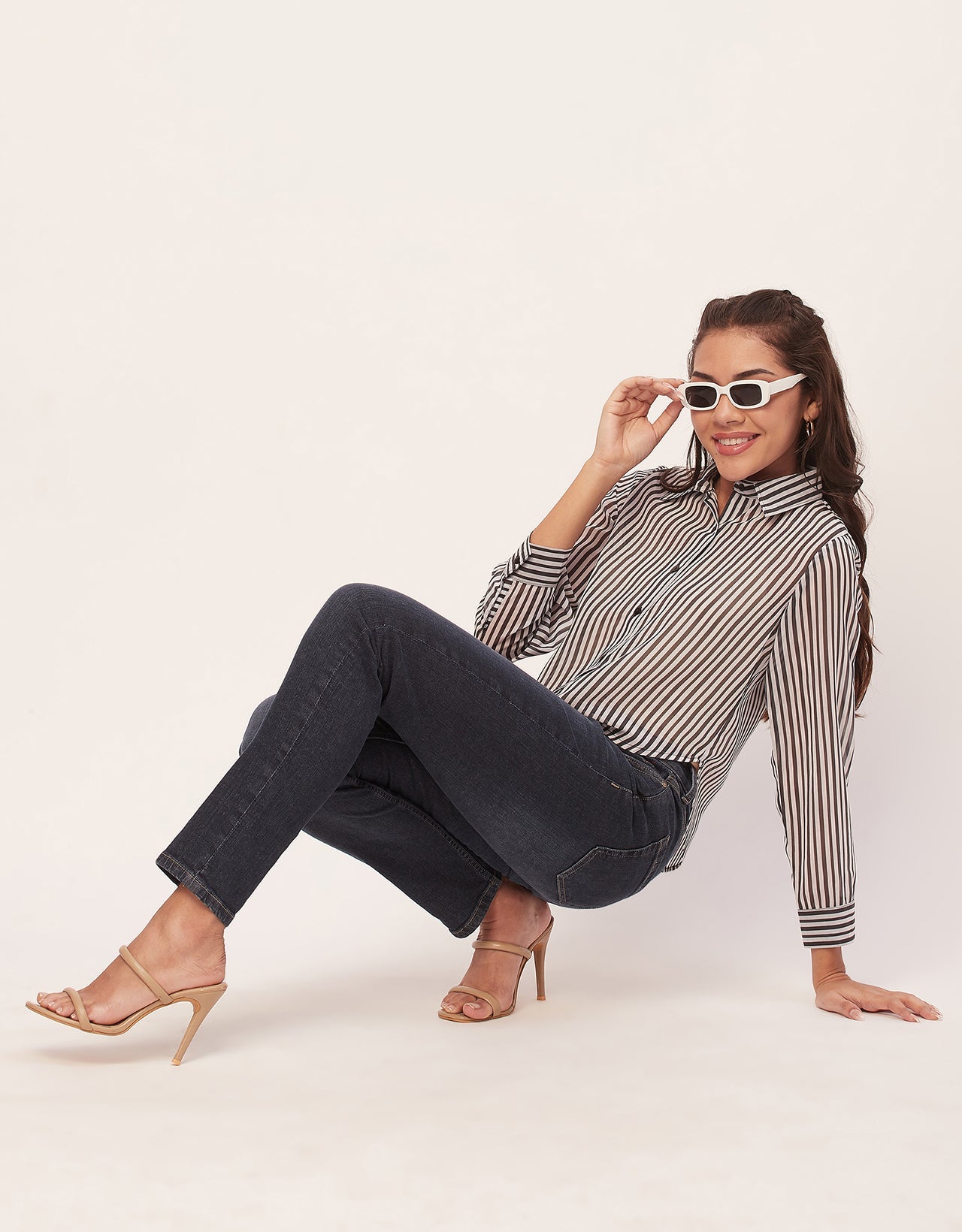 Button Down Collared Sheer Shirt