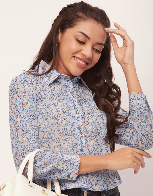 Button Down Collared Sheer Shirt