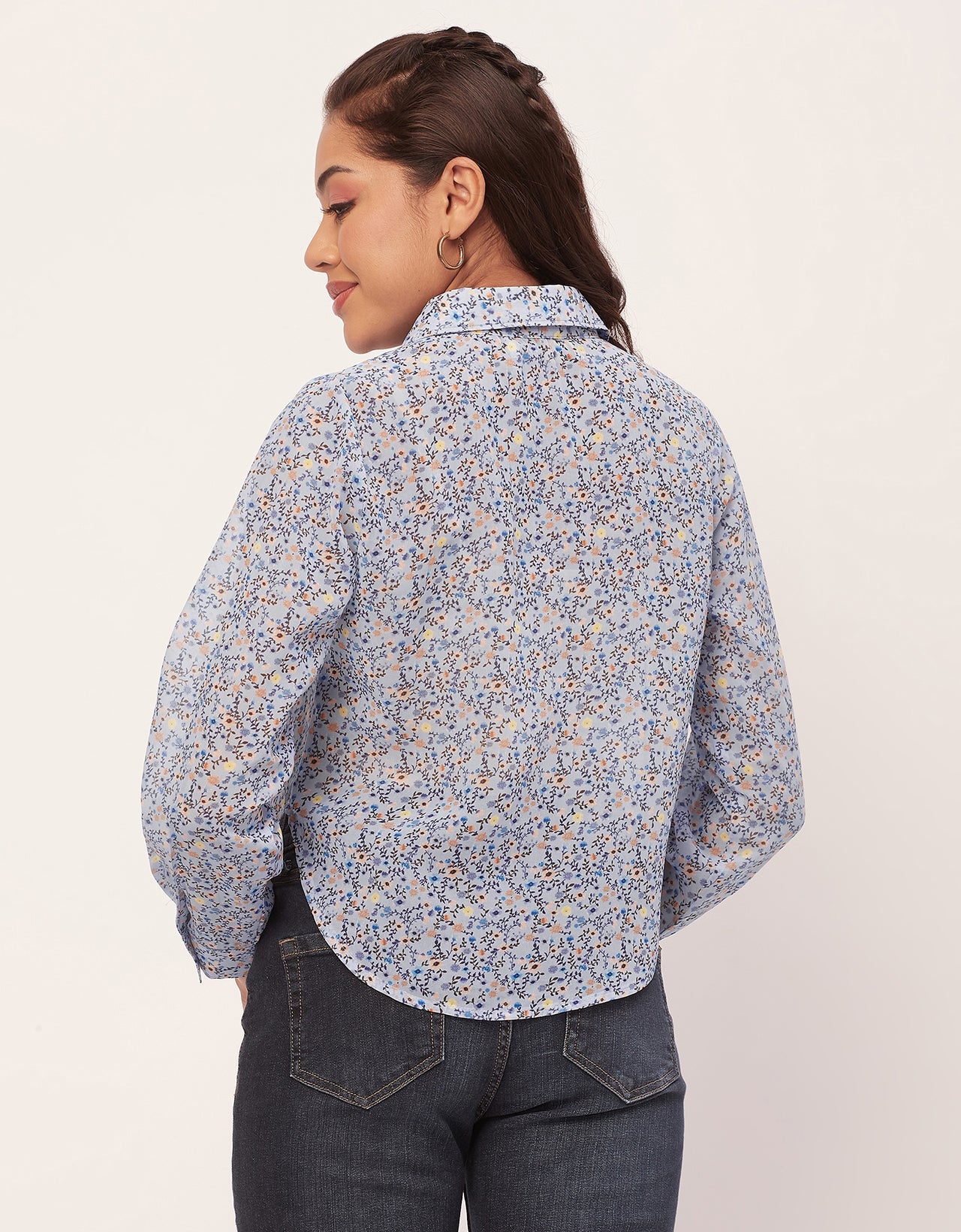 Button Down Collared Sheer Shirt