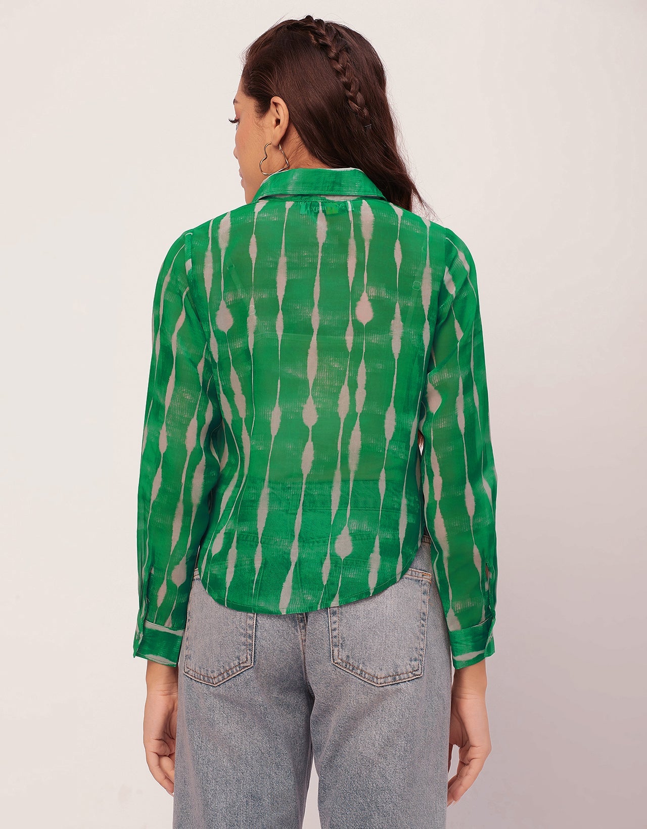 Button Down Collared Sheer Shirt