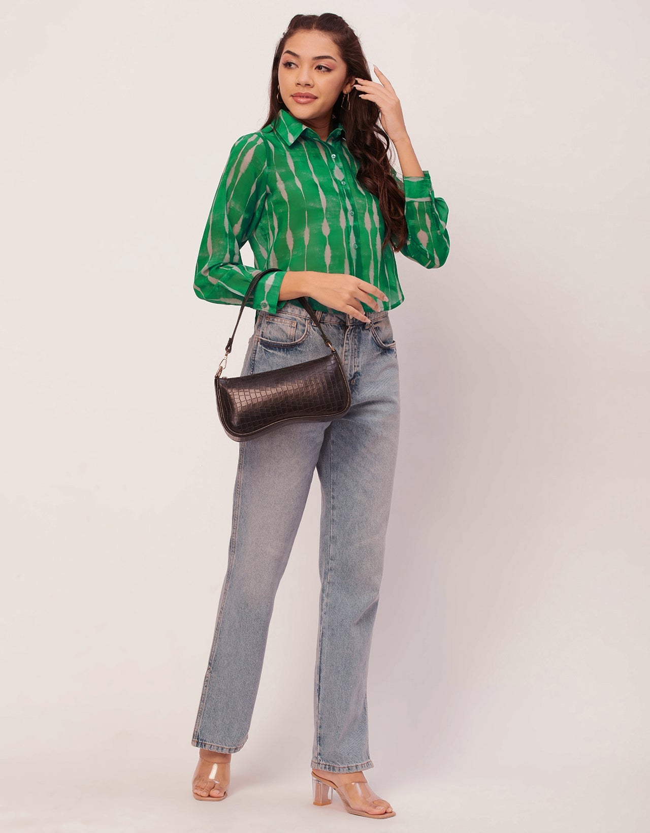 Button Down Collared Sheer Shirt