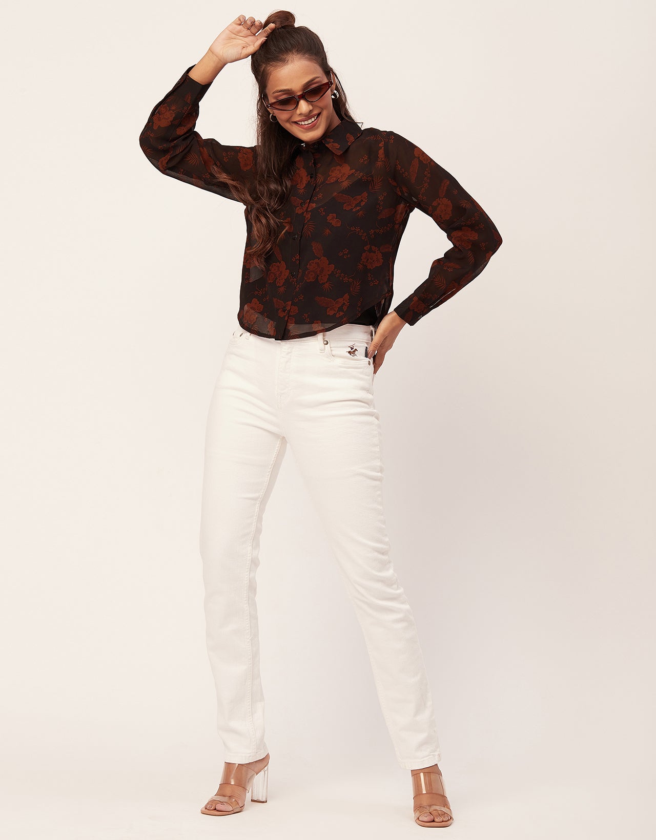 Printed sheer shirt